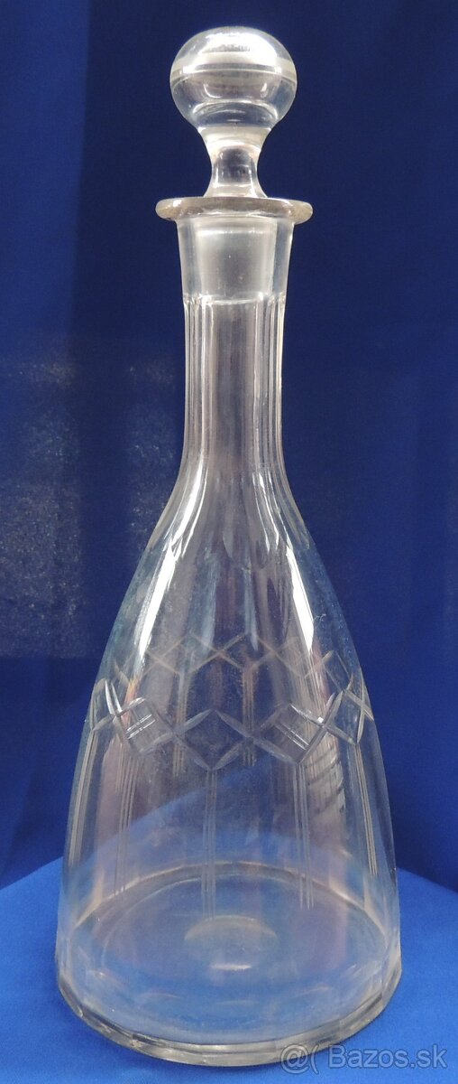 Karafa na víno sklo kryštálové brúsene Art Deco