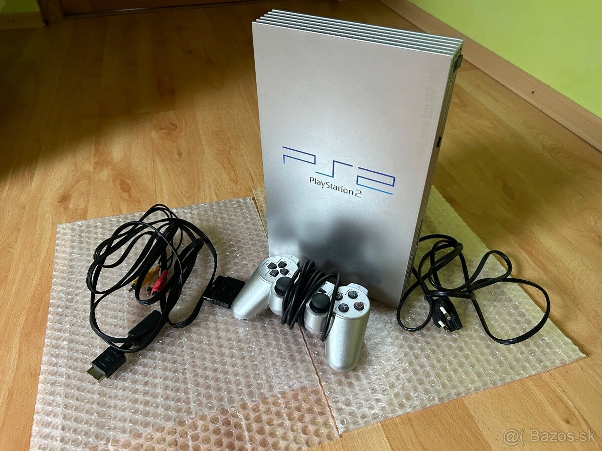 PlayStation 2 Silver FAT - Komplet
