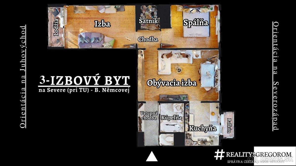 B. Němcovej, 3-izb. byt, 69 m2+BA+LO, na 1/11 pos., po REK