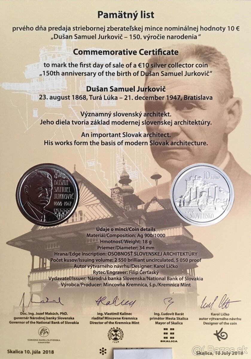 2018/10€ Dušan Samuel Jurkovič – 150. výročie narodenia - PL