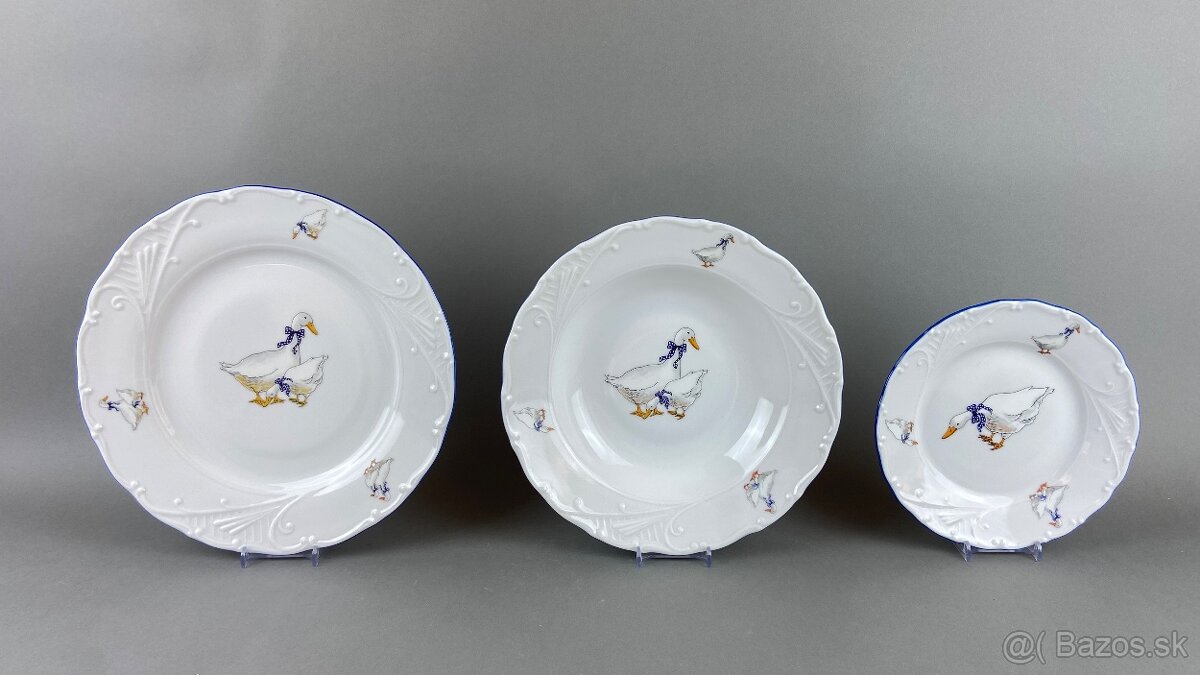 Porcelánová súprava pre 6 osôb husi, modrá linka