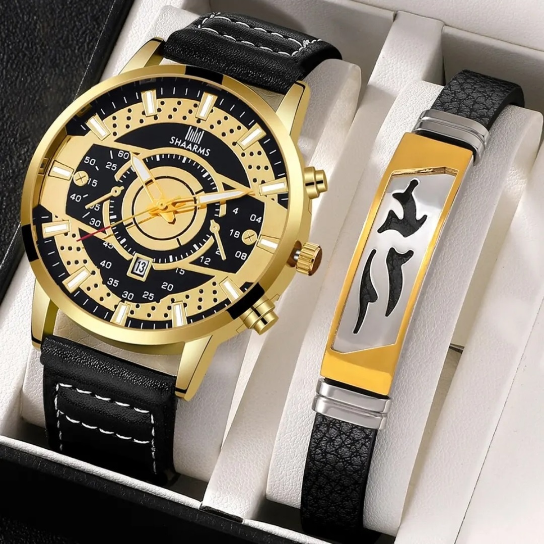 Zlaté pánske hodinky s náramkom , pánske zlaté hodink