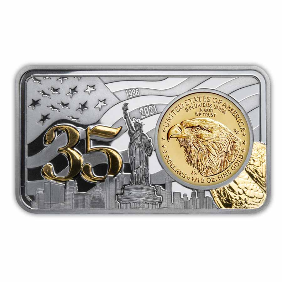 Stříbrná a zlata mince - GOLD EAGLE 35th Anniversary 1 Oz