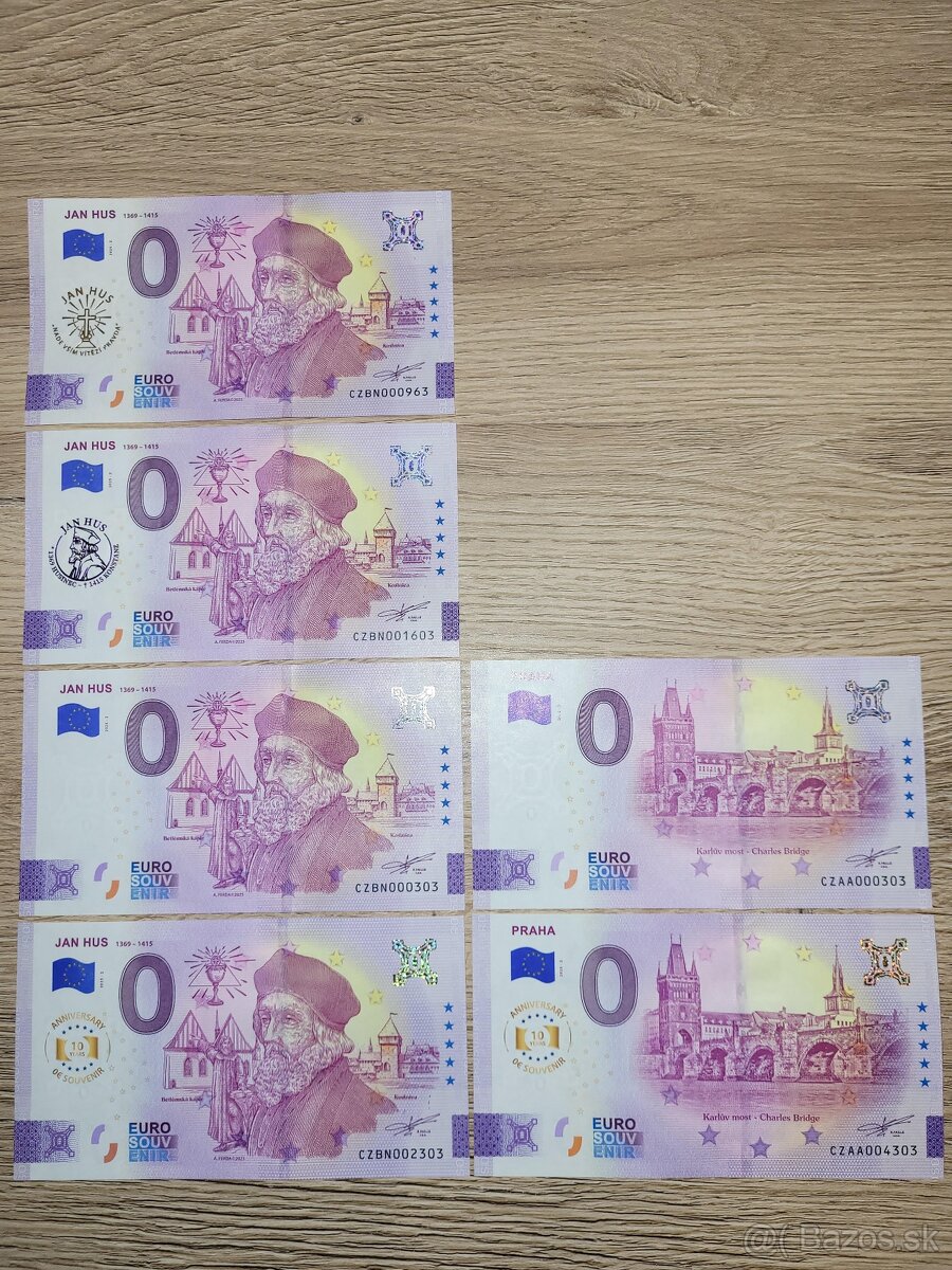 0 eurova bankovka, 0€ bankovky, 0 eurové bankovky Jan Hus