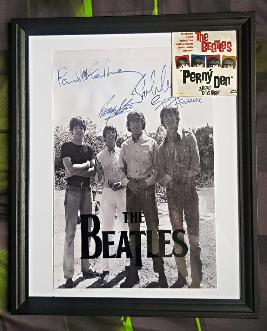 The BEATLES, plátno tisk, 30X45 cm, autogram