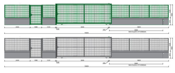 Posuvná brána 5m 530x190cm