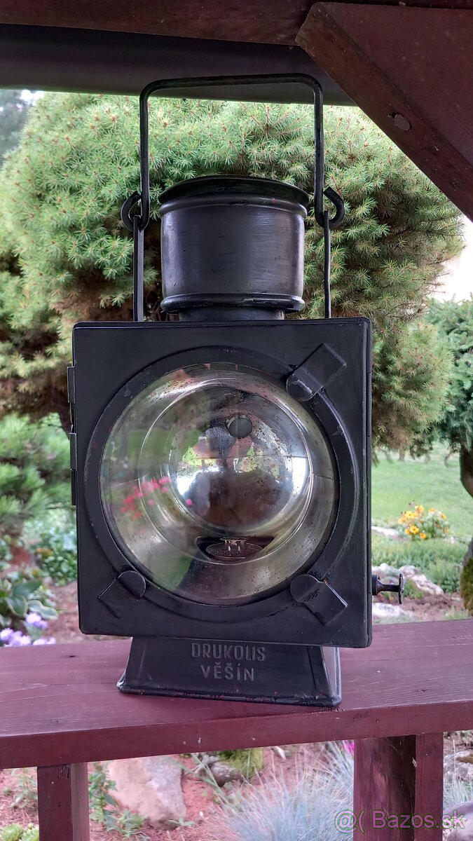 Starožitná železničiarska petrolejová lampa