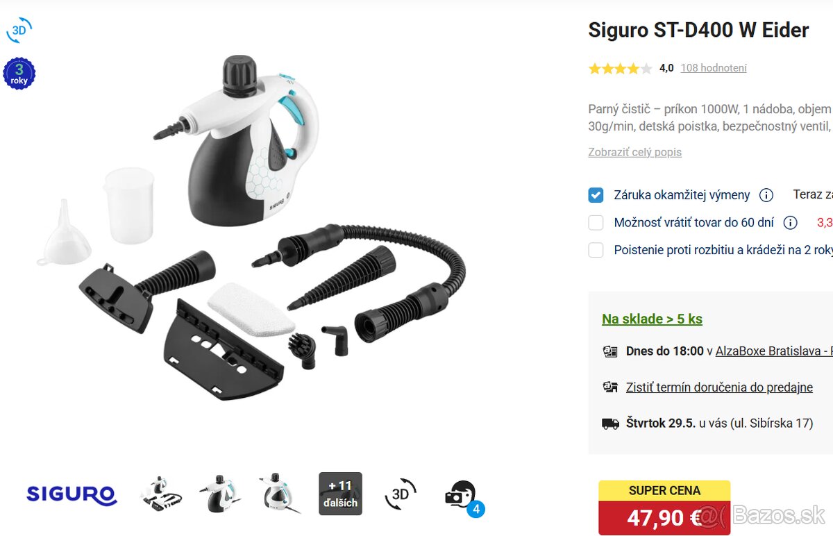 Parný čistič Siguro ST-D400 W Eider