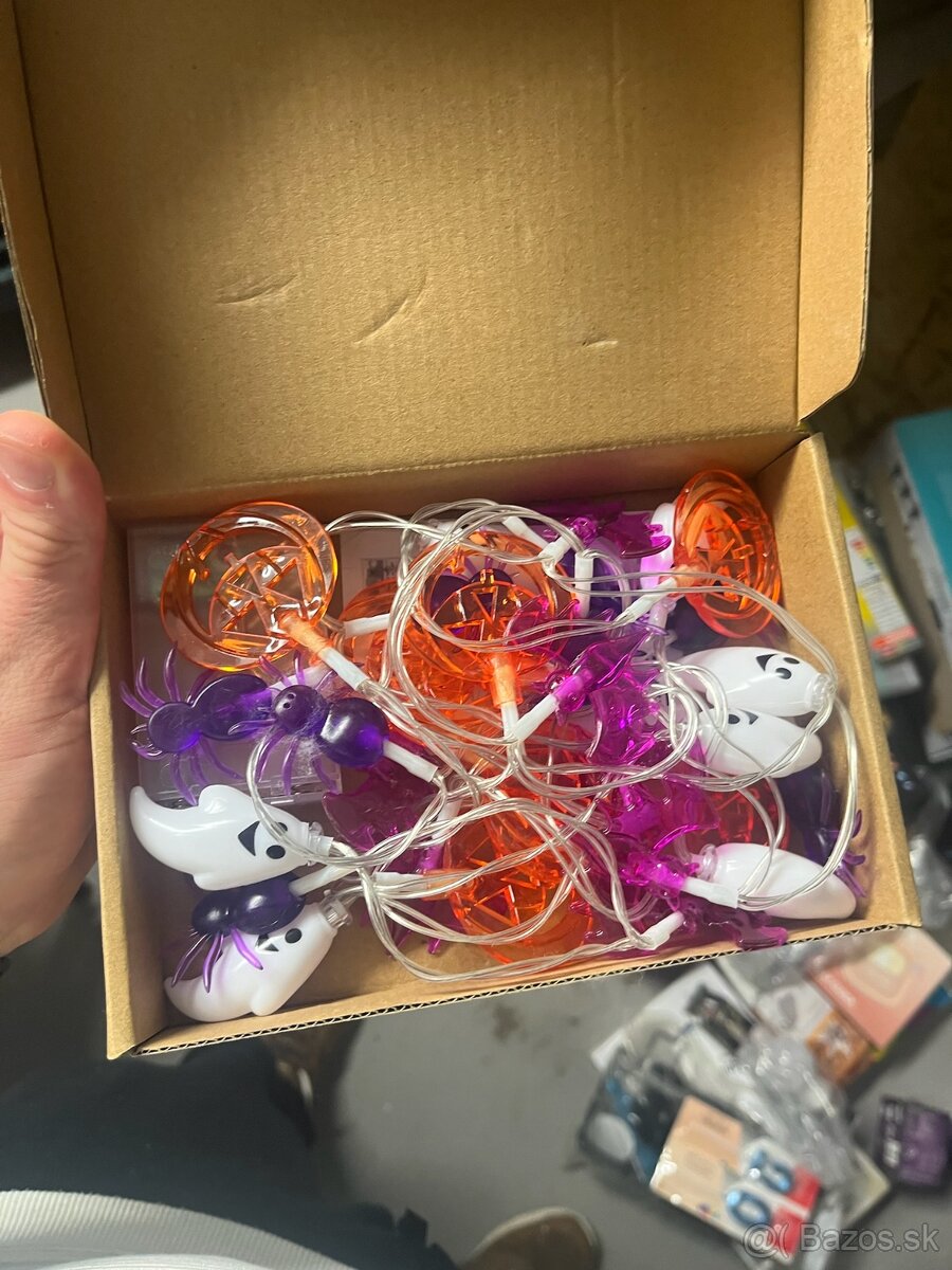 LED svetelná reťaz Halloween – tekvice, pavúky a duchovia