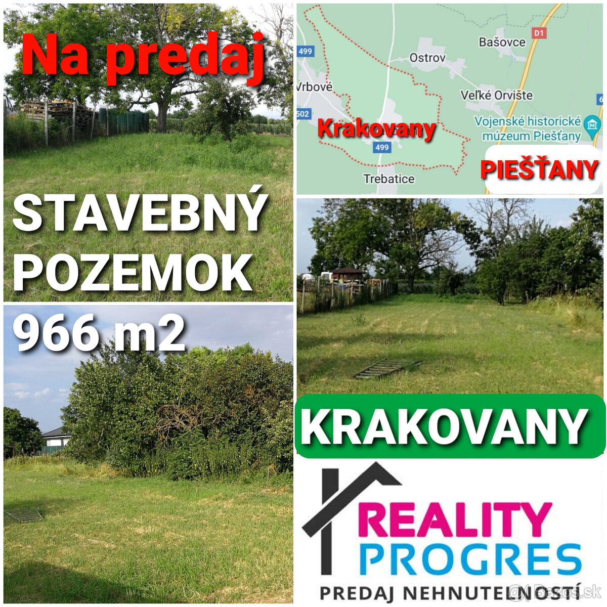 STAVEBNÝ POZEMOK 966 m2 KRAKOVANY + UPI - KÚPOU VOĽNÝ