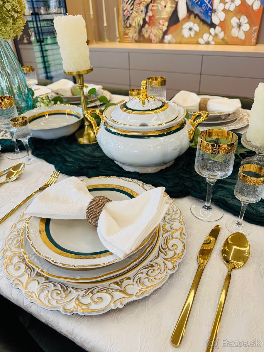 Nová pozlátená obedová súprava Thun pre 12 osôb-posielam