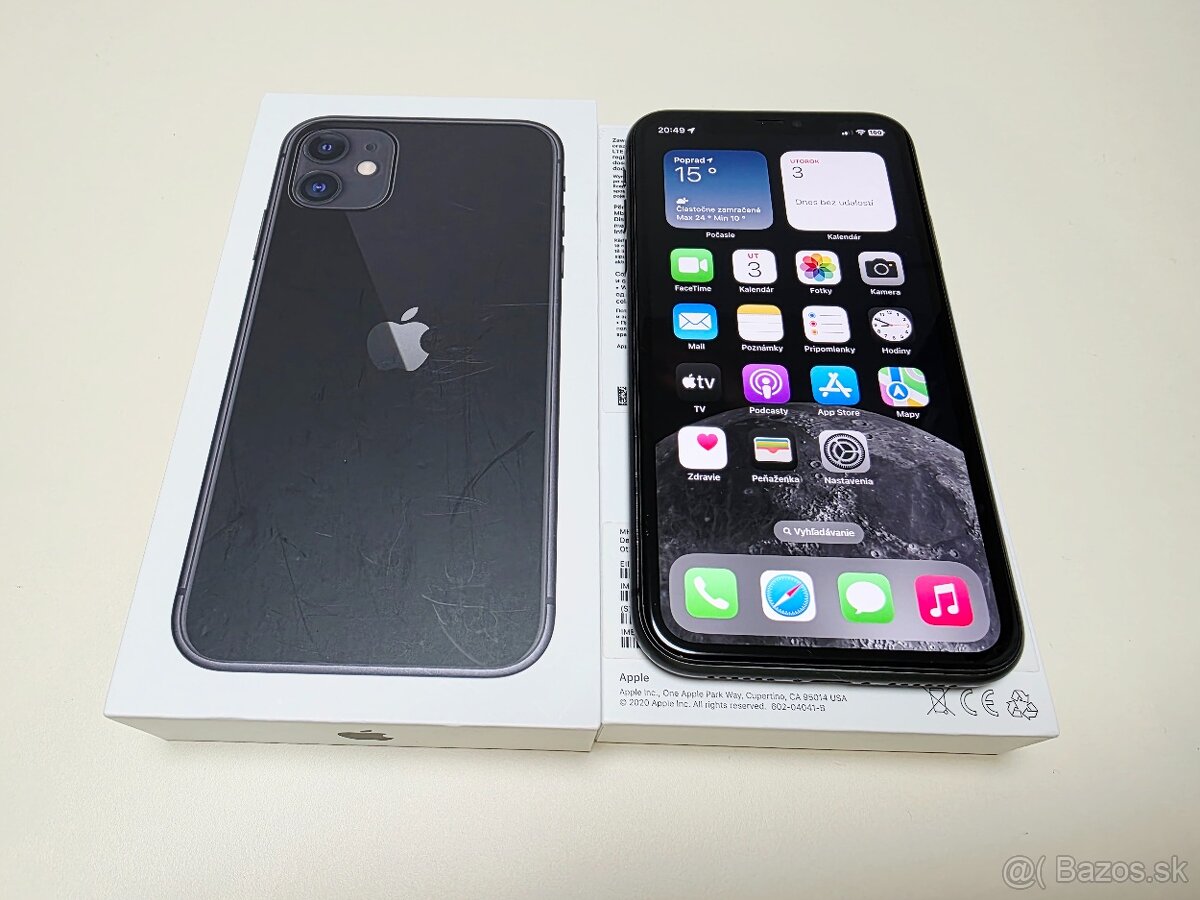 APPLE IPHONE 11 64GB BLACK ,ZDRAVIE BATERKY 100%