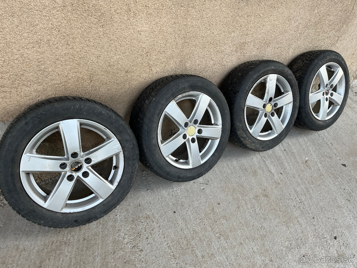 Hliníkové disky 16 5x112 + zimné pneu Dunlop 205/55 R16