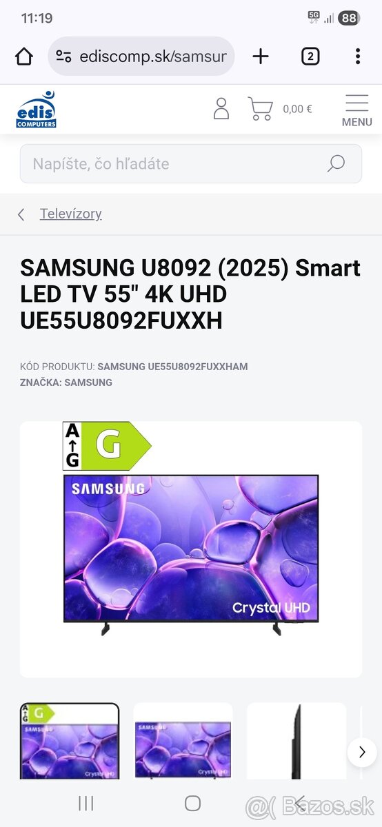 Samsung crystal uhd55"