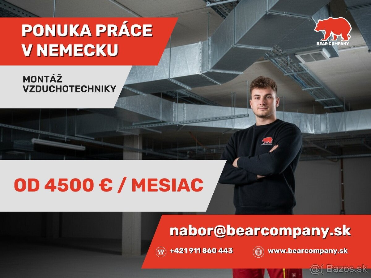 Montáž vzduchotechniky v Nemecku – (20 – 28 €/hod.)