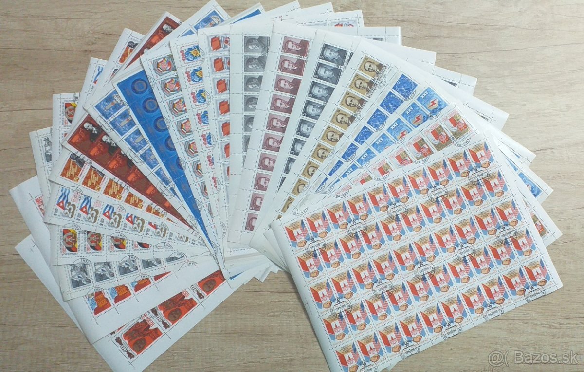Filatelia-Poštové známky na predaj, celé listy
