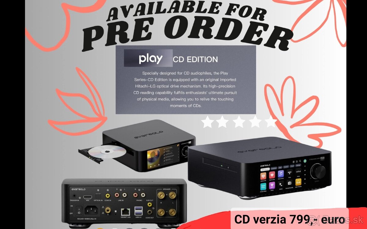 Predám Eversolo Play CD + diaľkové ovladanie grátis.