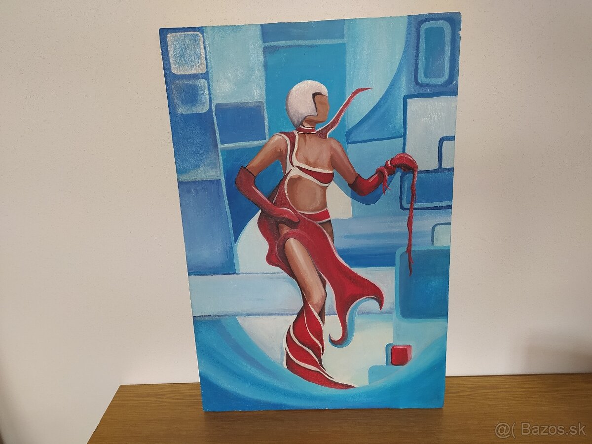 Dama v cervenom, obraz