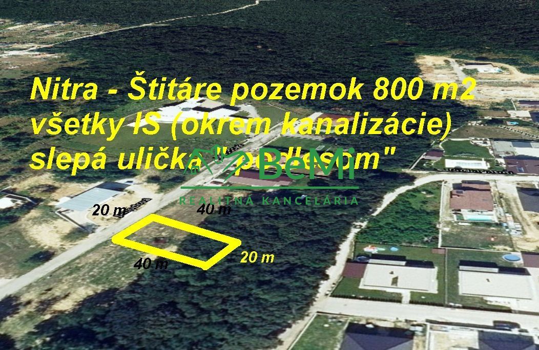 Pozemok Štitáre (800 m2) ,v slepej uličke pod lesom,všetky