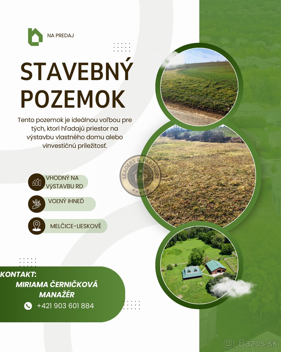 NA PREDAJ STAVEBNÝ POZEMOK – 1633 m², VÝBORNÁ POLOHA