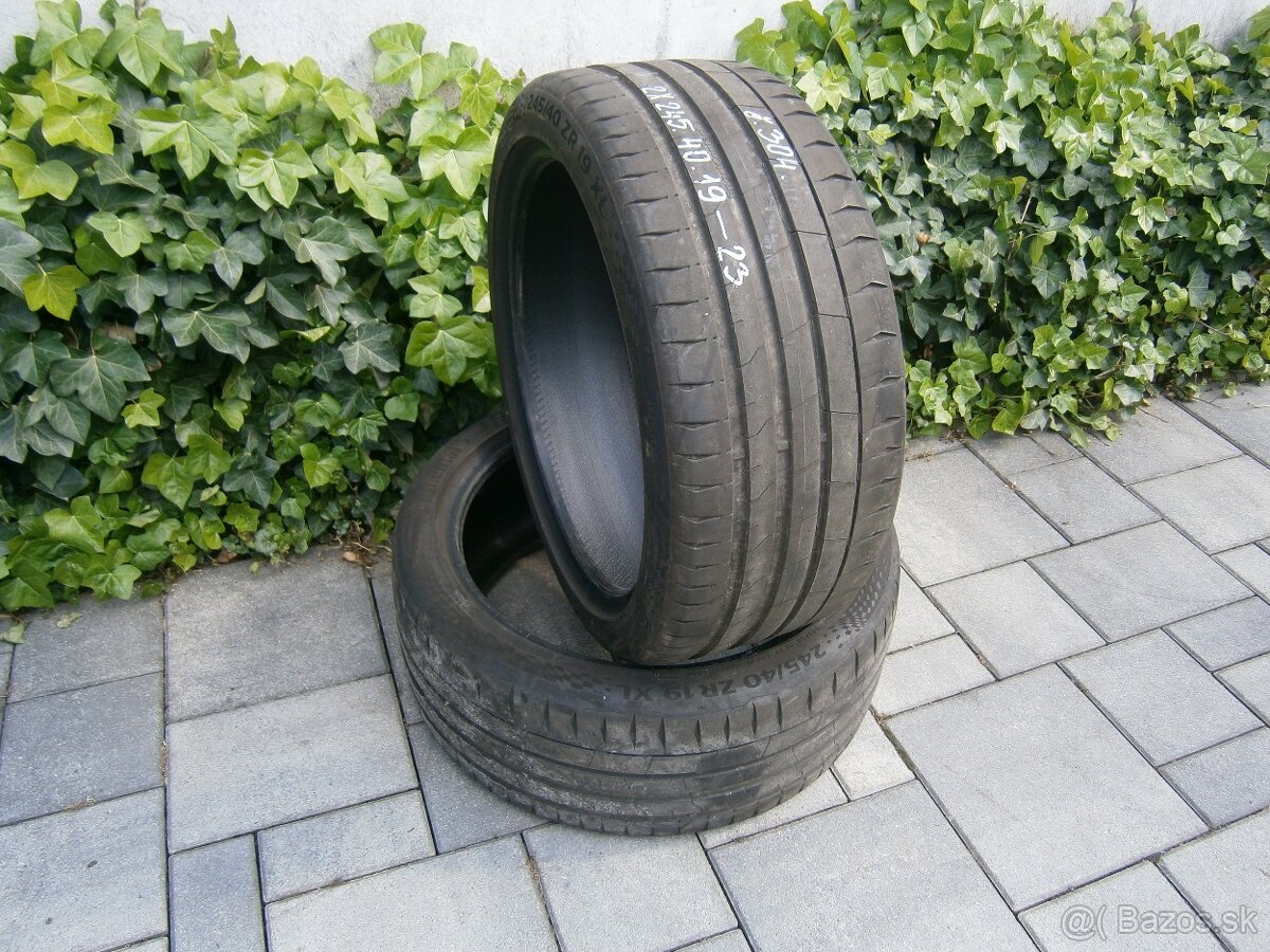 Predám 2x letné pneu Continental 245/40 ZR19 98YXL