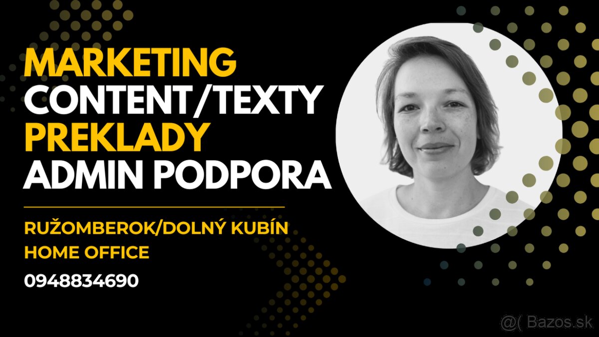Hľadám prácu – marketing, content, preklady, administratíva