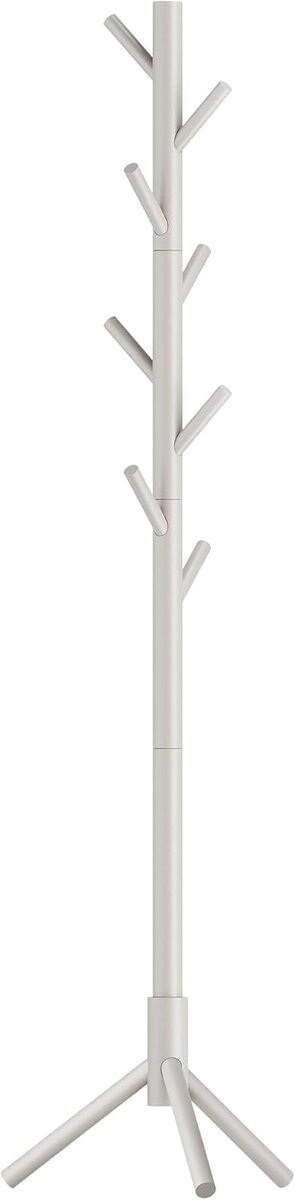 VASAGLE drevený stojanový vešiak –8 háčikov,cappuccino beige