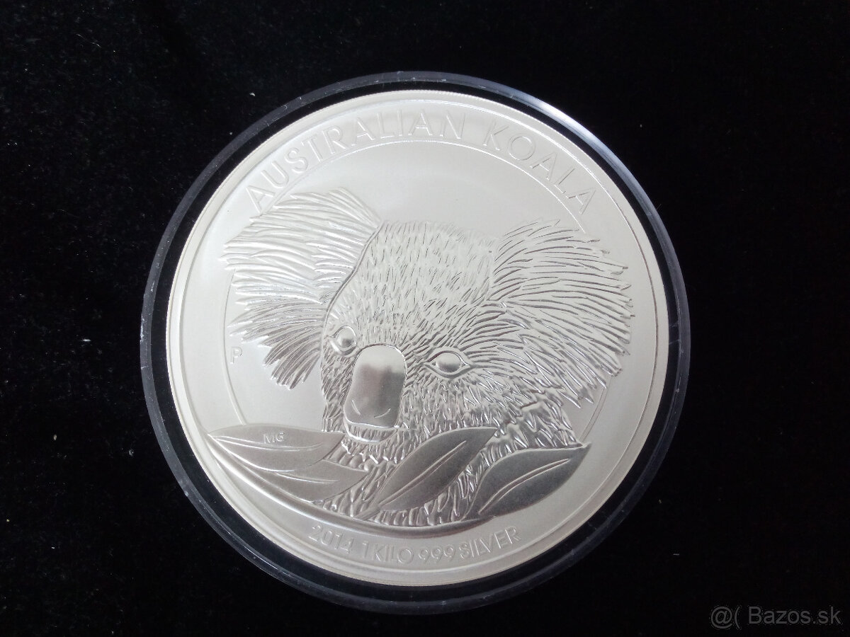Veľká ivestičná strieborná minca Koala 1kg