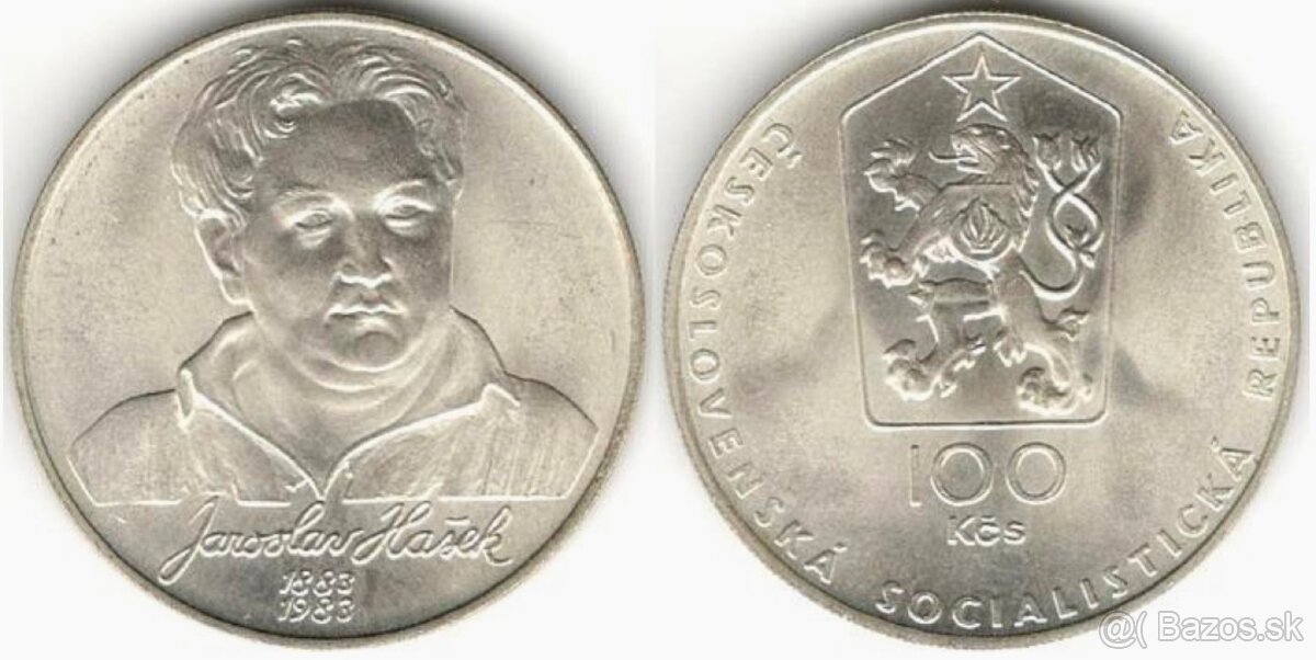 A.DVOŘÁK 100 Kčs 1991, J. HAŠEK 100 Kčs 1983