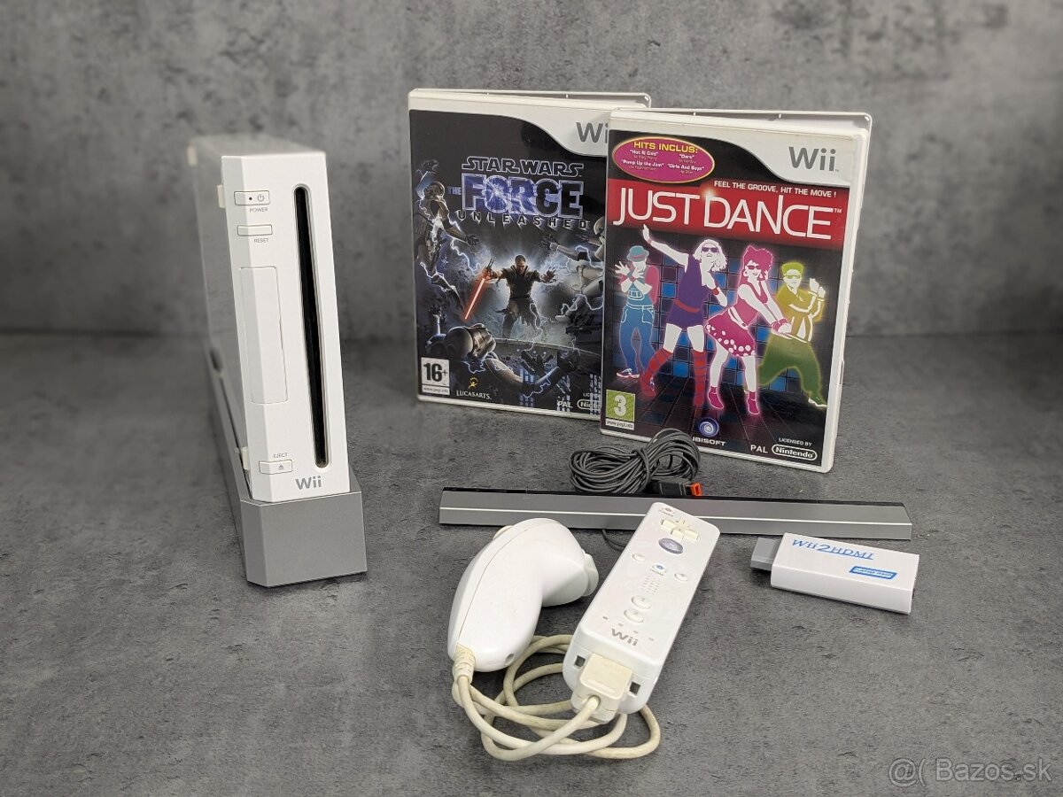 Nintendo Wii, 1 ovládač a nunchuck, + Just Dance, Star Wars