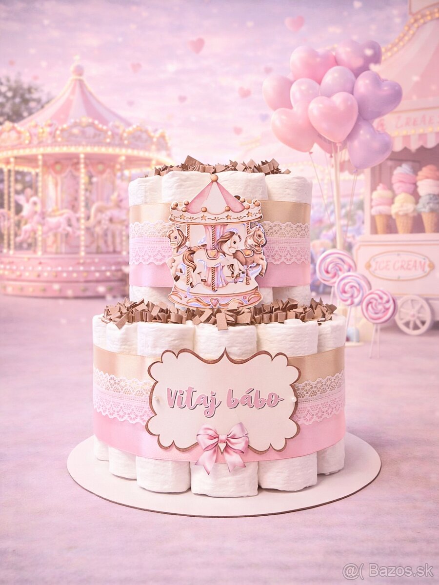 Plienková torta RUŽOVÝ KOLOTOČ