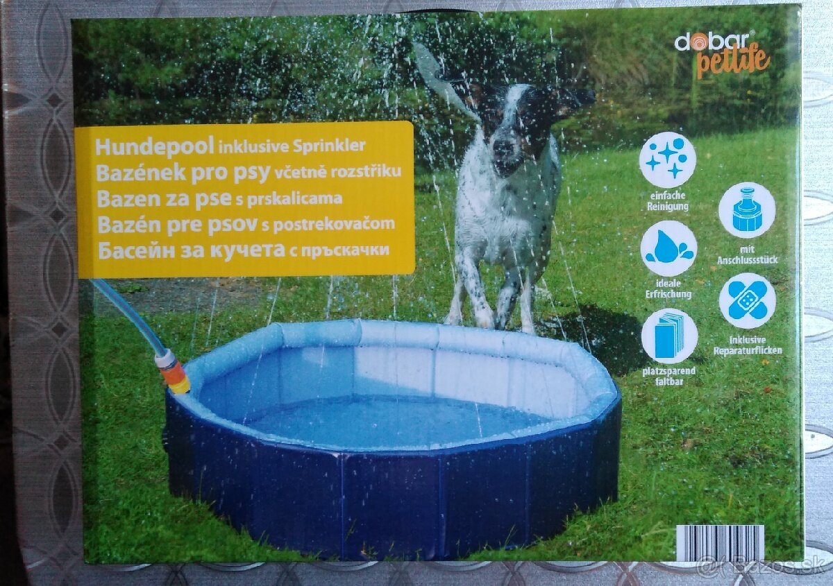 Nový bazén pre psa 80x20 so sprchou.