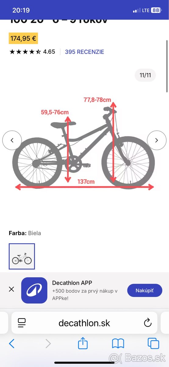 Detský trekingový bicykel 100 20" 6 – 9 rokov