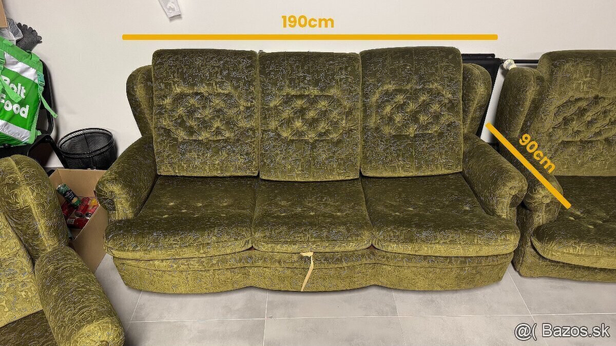 Pekná zachovalá retro sedacia súprava zelená