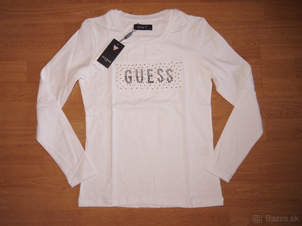 Guess biele tričko s dlhým rukávom