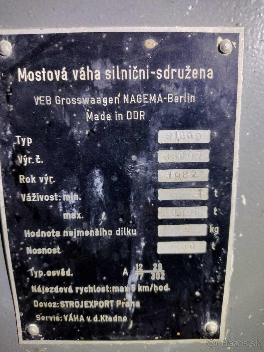 predam pult na mostovu vahu VEB Grosswagen-NAGEMA Berlin