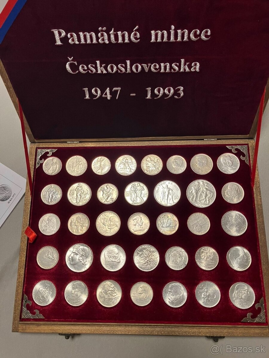 Sada komplet pamätné mince striebro 1947-1993 Českoslovens