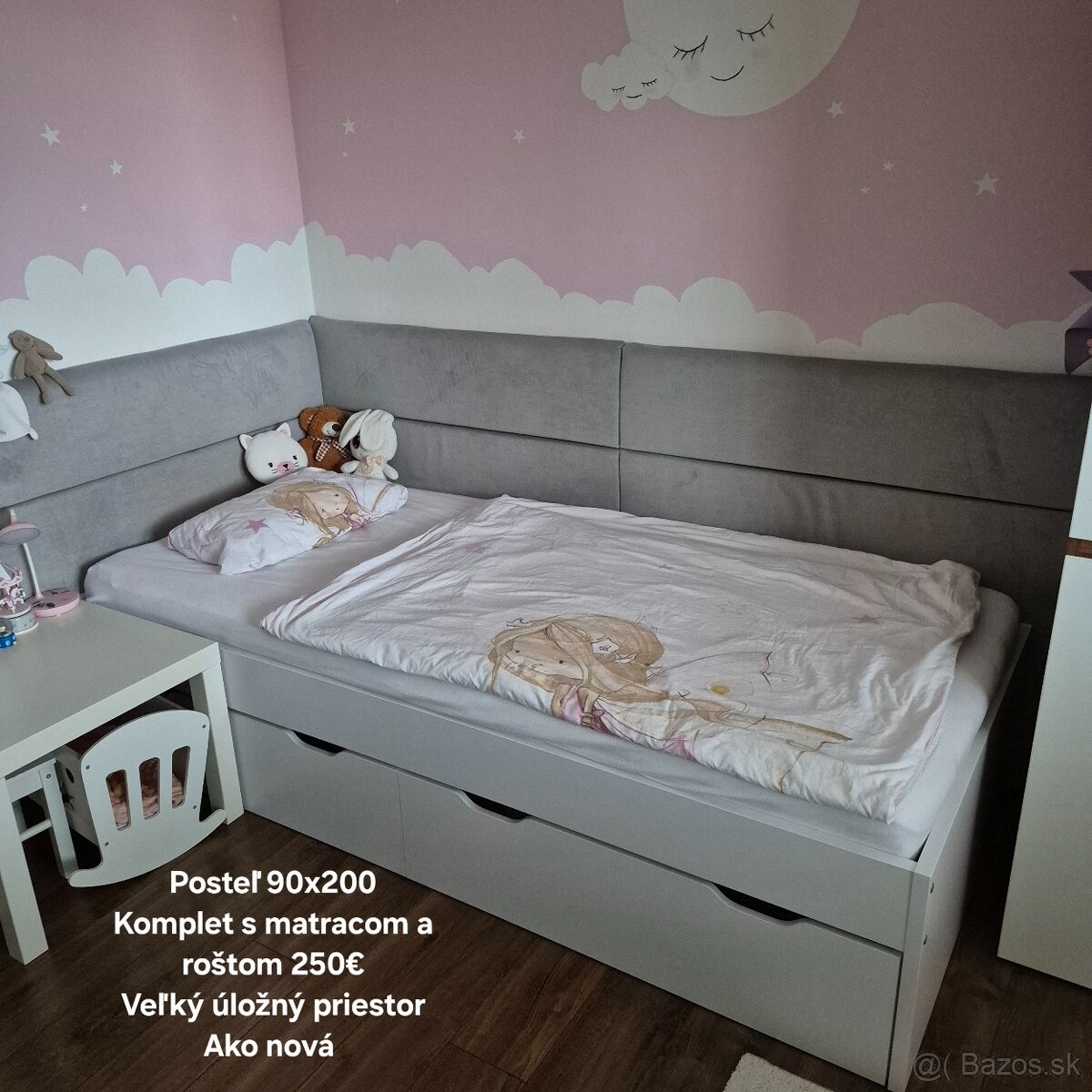 Posteľ Rea misty s 2 veľkými uloženými priestormi