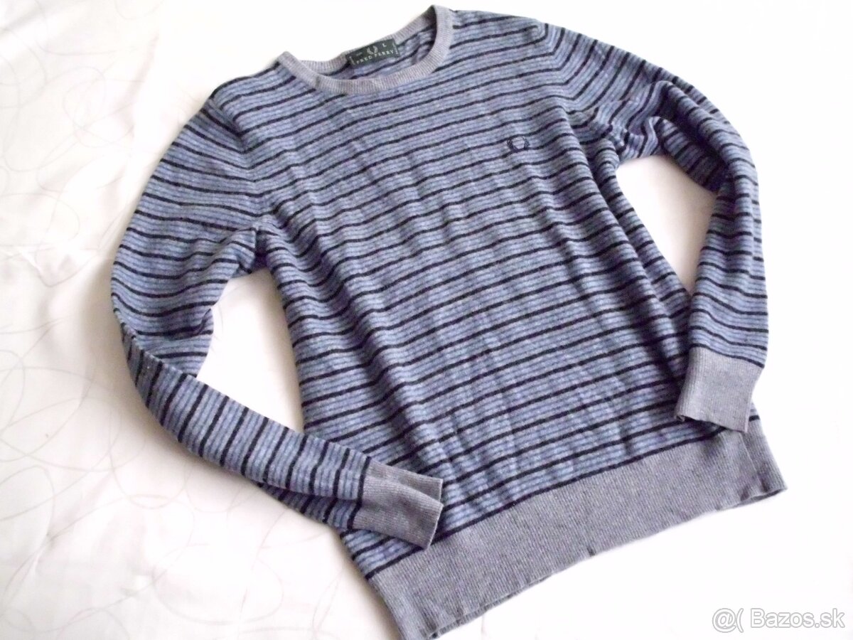 Fred Perry pánsky vlna sveter pásik L-M