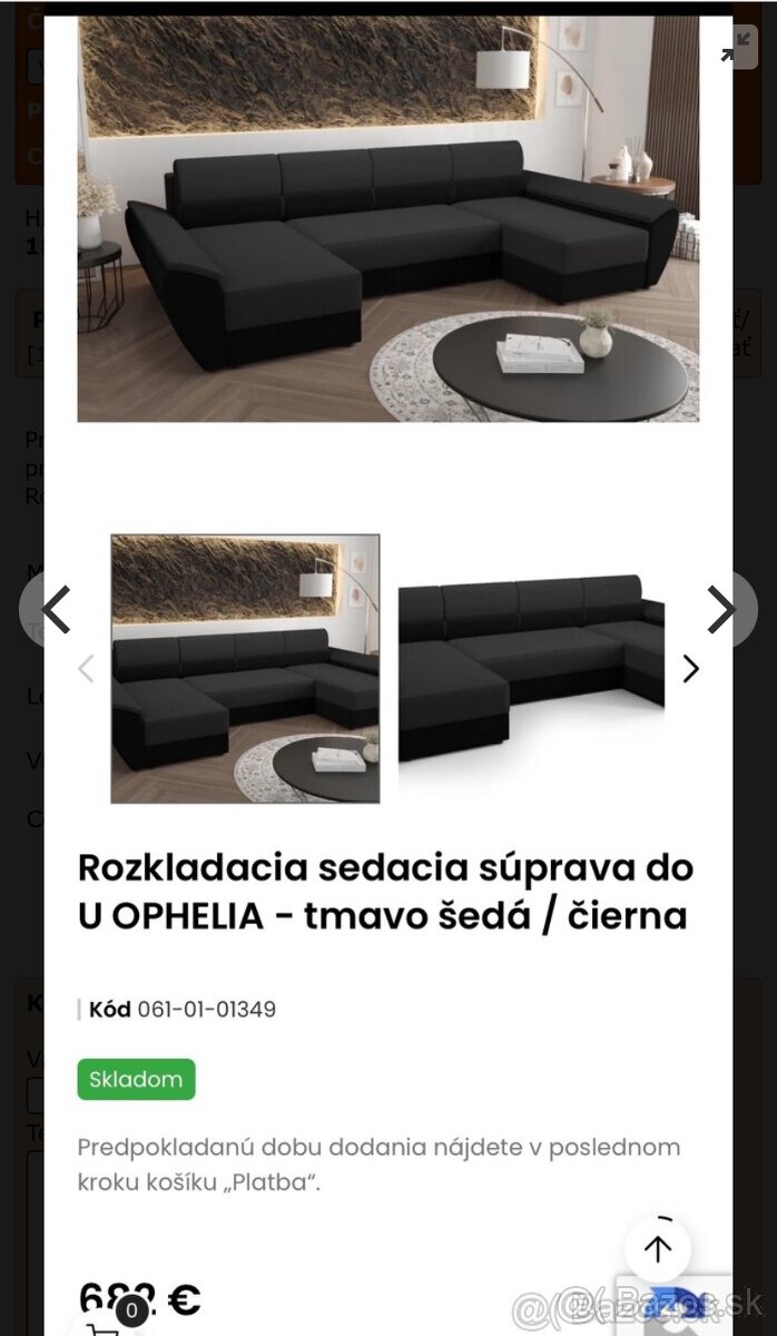 Predám úplne novú sedaciu súpravu v tvare U