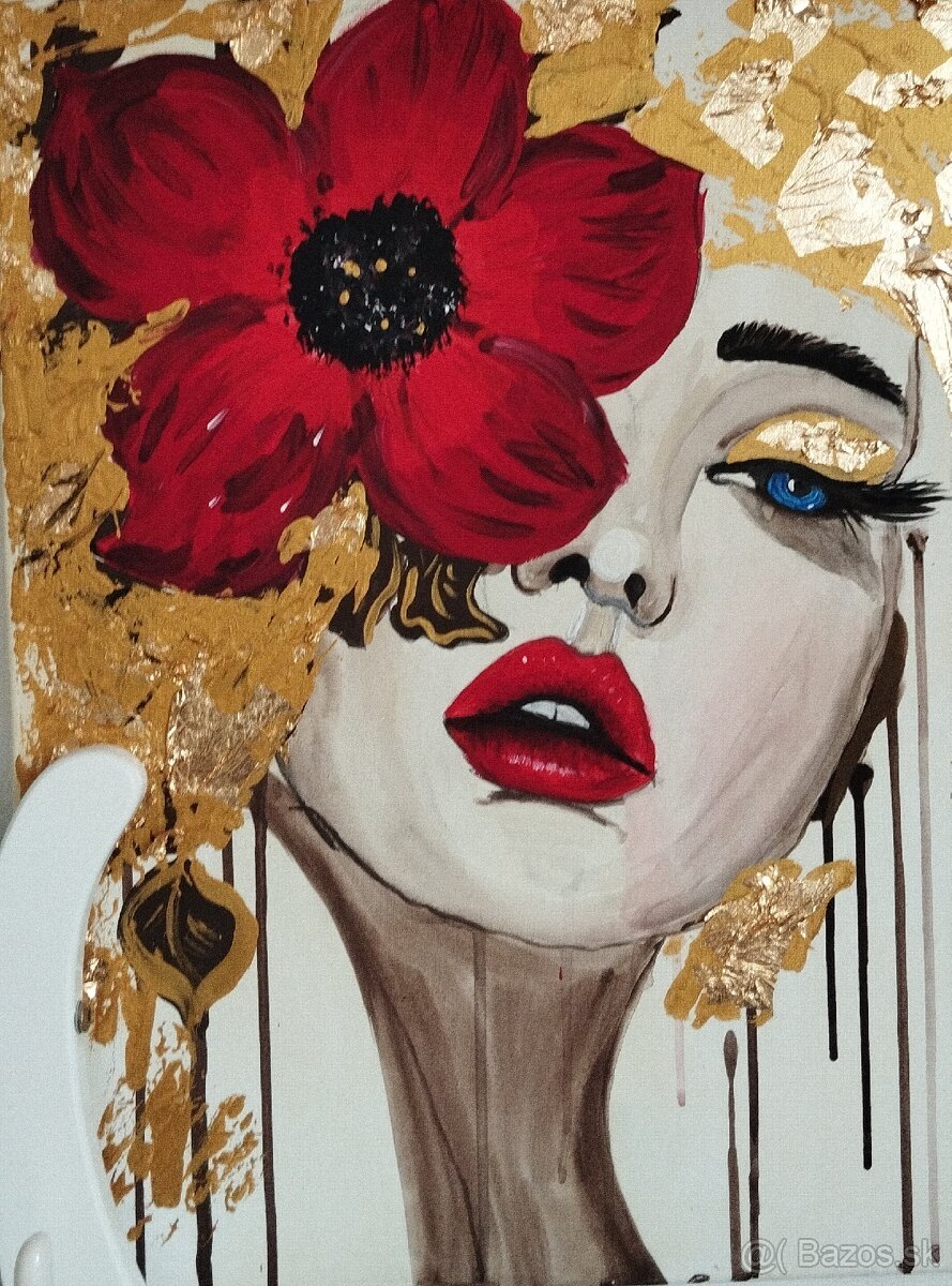 Zasnená žena s ružou