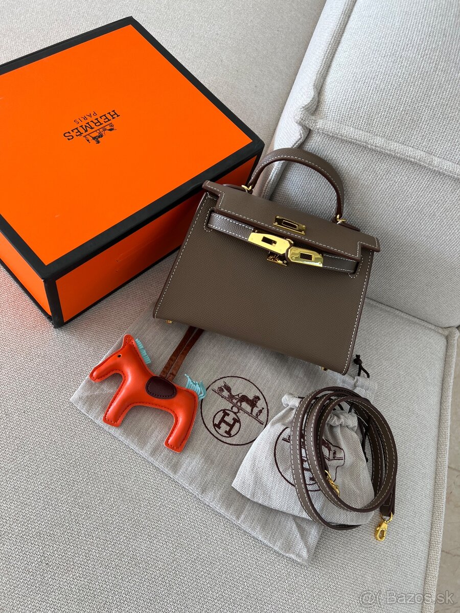 Hermes kelly mini kabelka khaki s krabicou