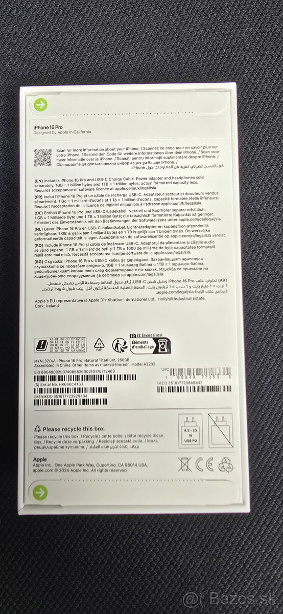 Predam Iphone 16 Pro - 256 GB - prirodny titan