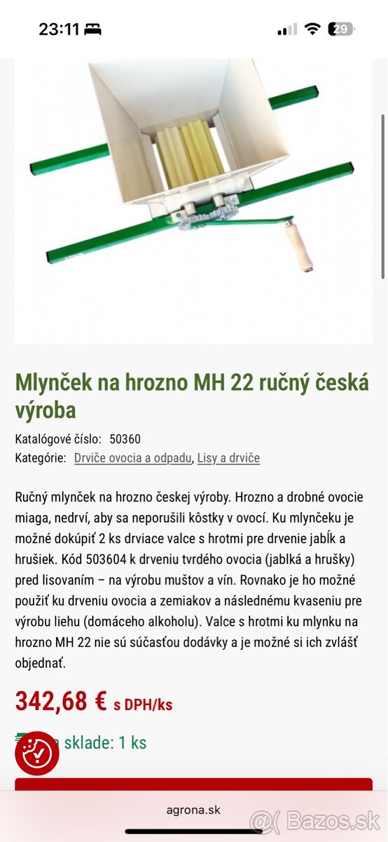 Mlyncek hrozno MH22 - Nový nepouzity