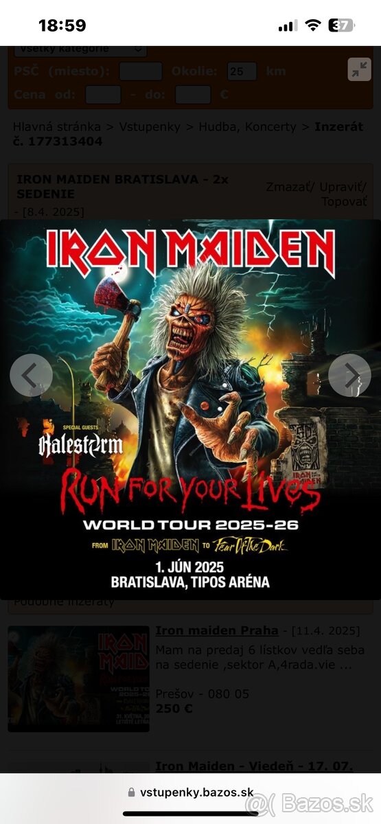 IRON MAIDEN BA - TOP SEDENIE