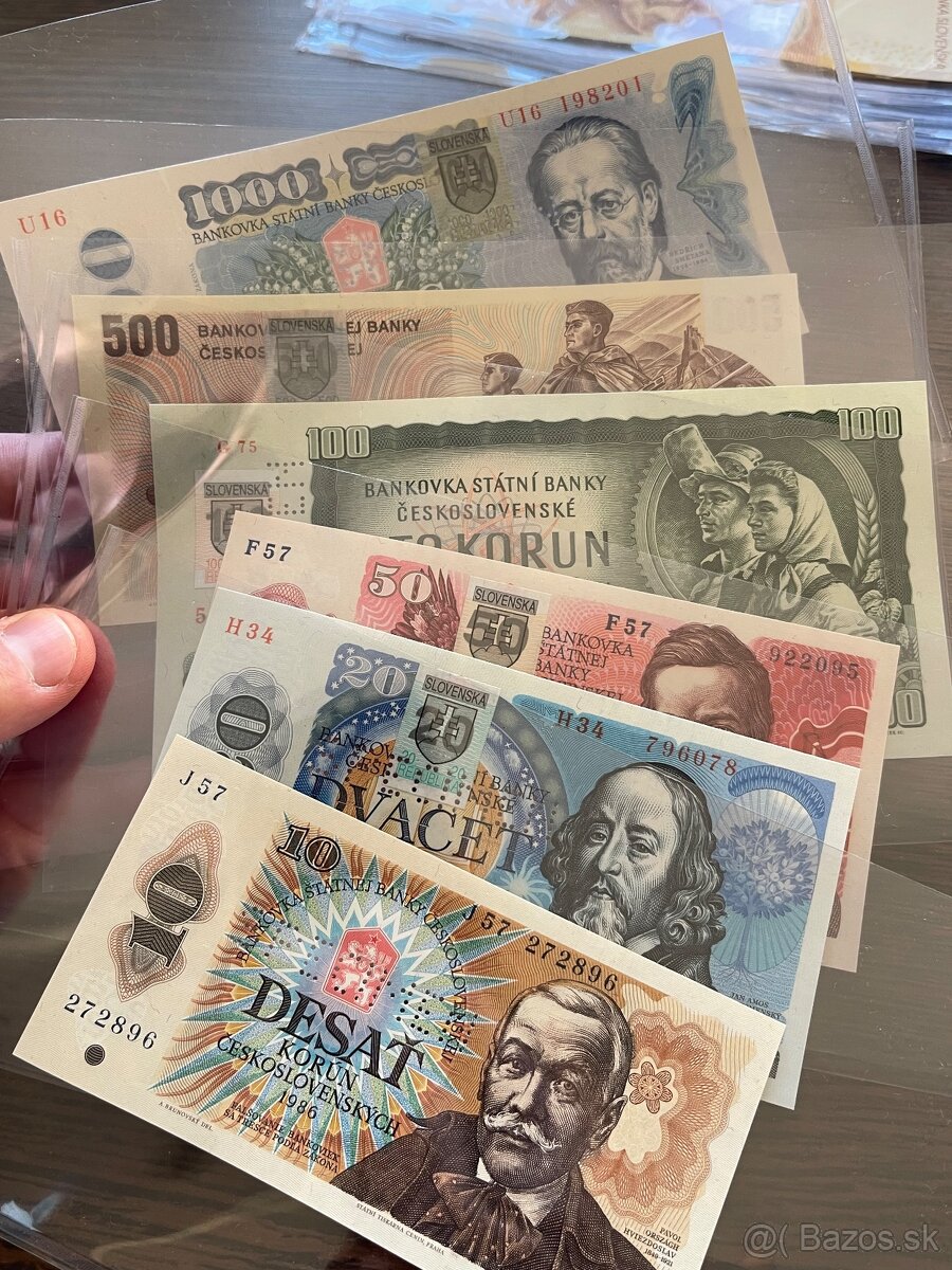 Sada ČSSR bankoviek, SK kolok vzor SPECIMEN