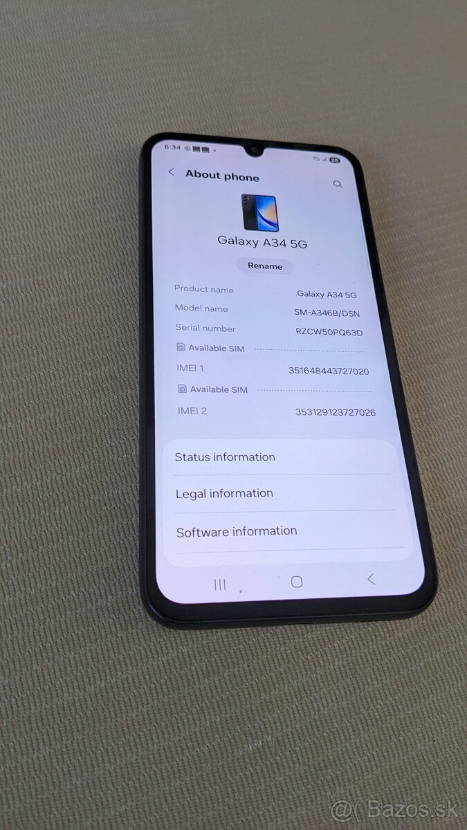 Samsung Galaxy A34 5G 6GB/128GB Cierny
