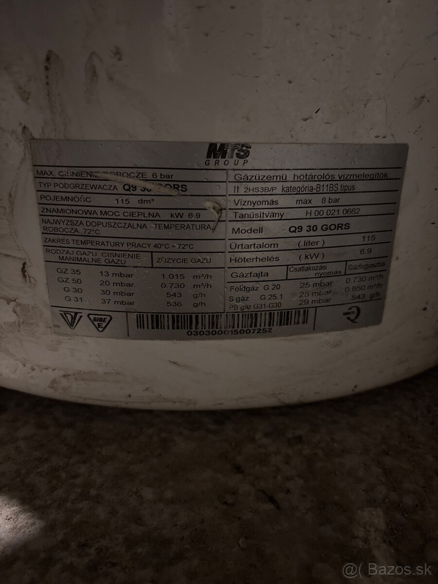 Bojler plynový 120l Q9 GORS