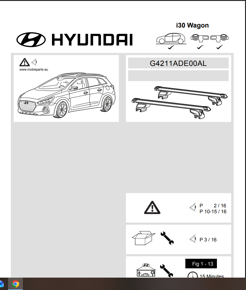 Strešný hliníkový nosič - Hyundai i30 combi