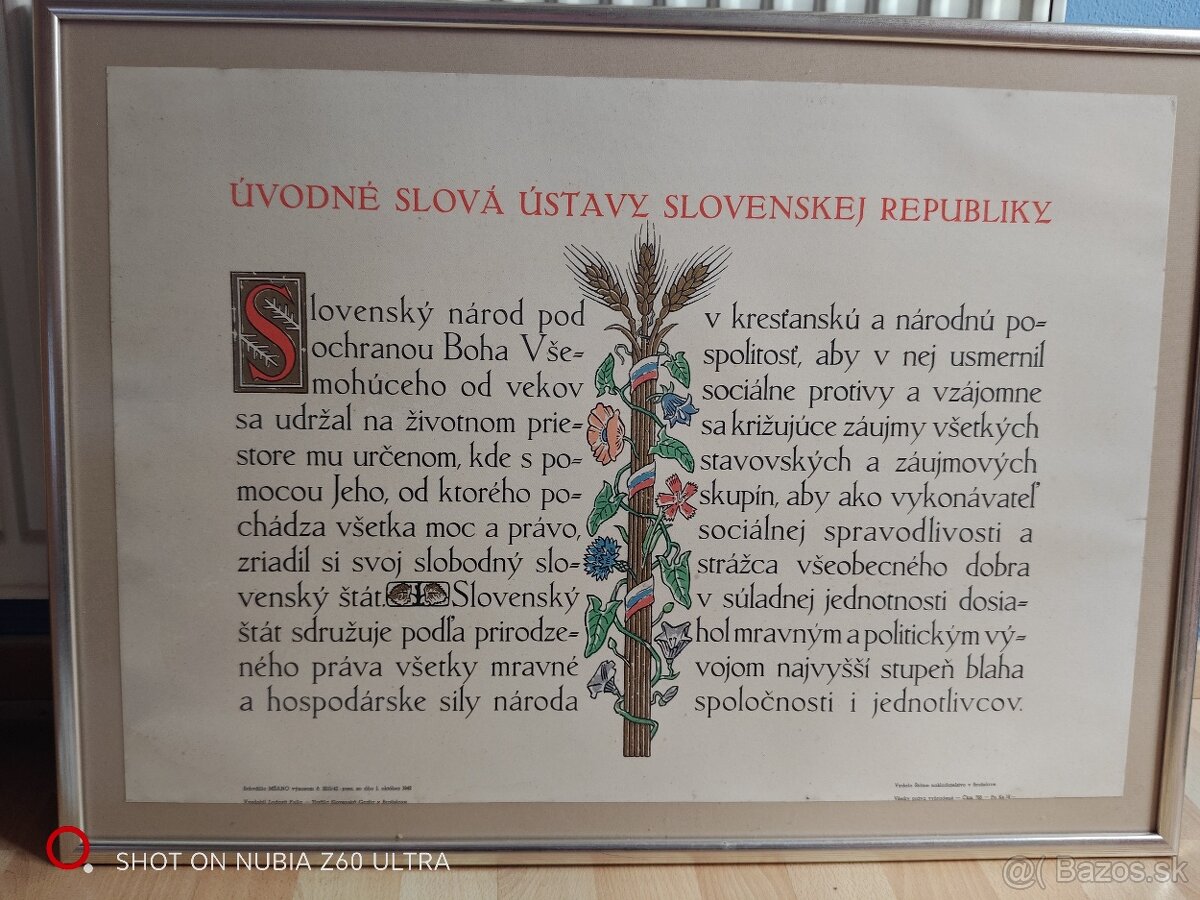 Predám dekoratívny obraz slov štát, od ľ Fullu